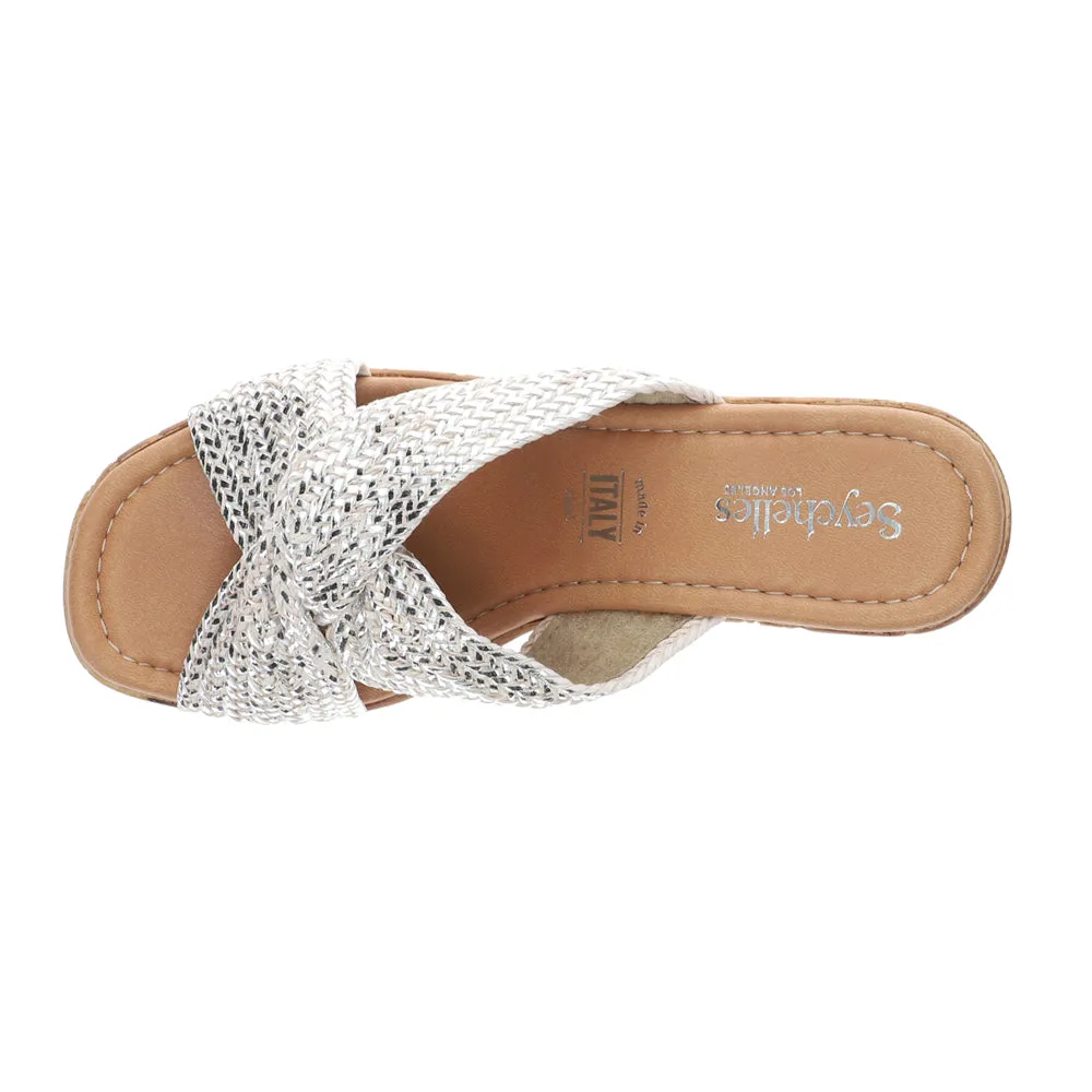 Adorned Metallic Platform Block Heel Sandals