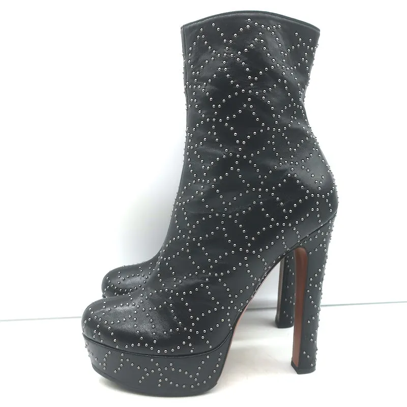 Alaia Studded Leather Platform Boots Black Size 39