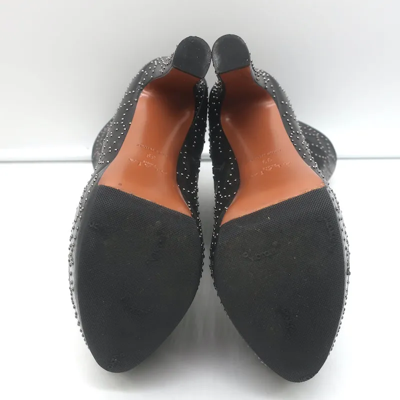 Alaia Studded Leather Platform Boots Black Size 39