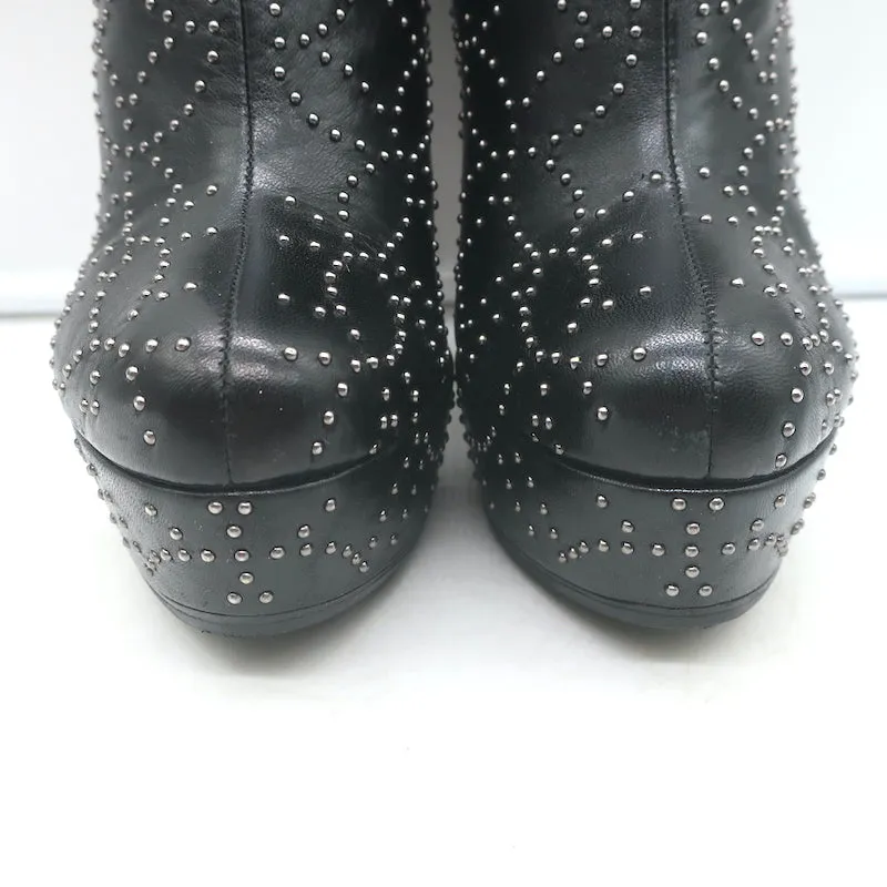Alaia Studded Leather Platform Boots Black Size 39