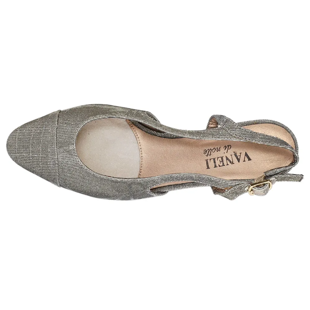Aliz Metallic Round Toe Slingback Pumps