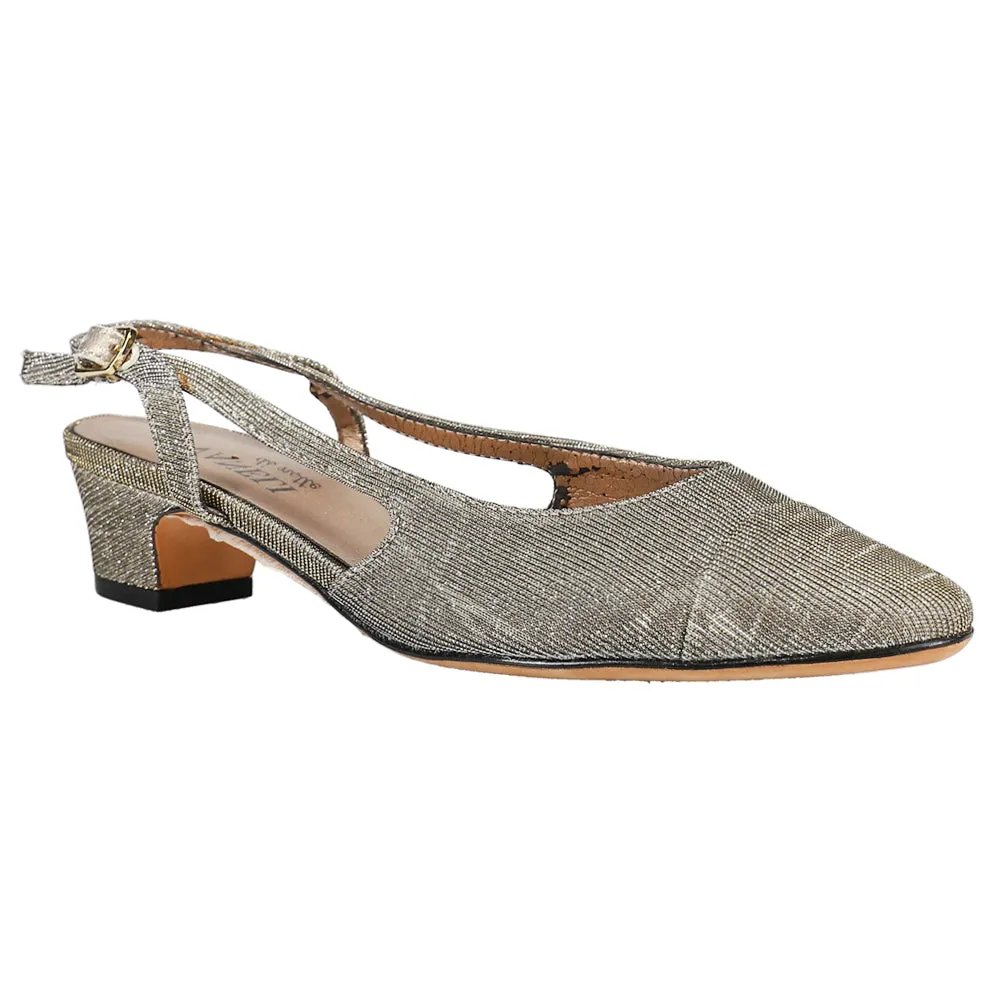 Aliz Metallic Round Toe Slingback Pumps