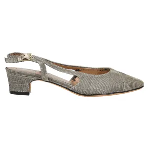 Aliz Metallic Round Toe Slingback Pumps