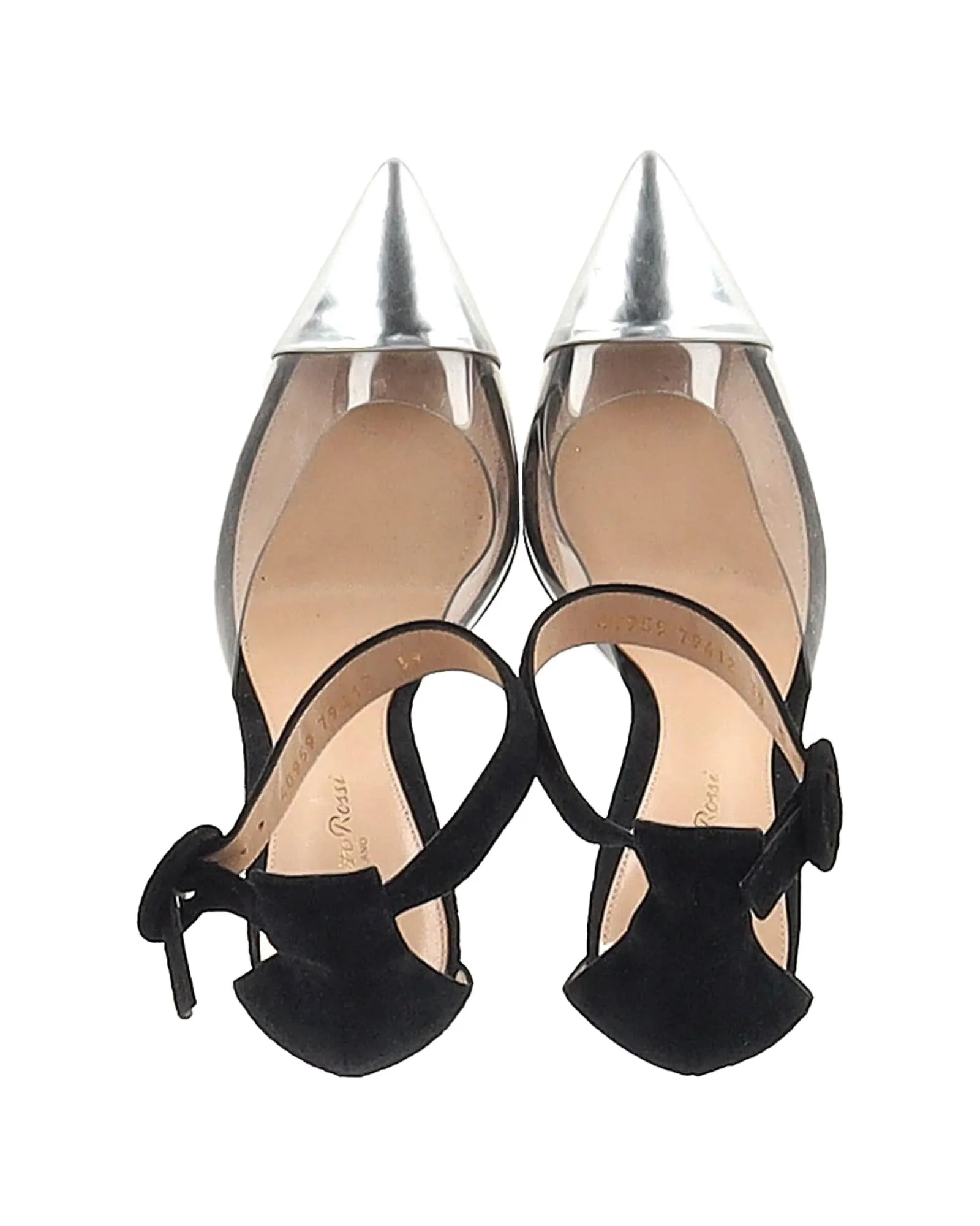Ankle Strap Heels Silver Toe Cap