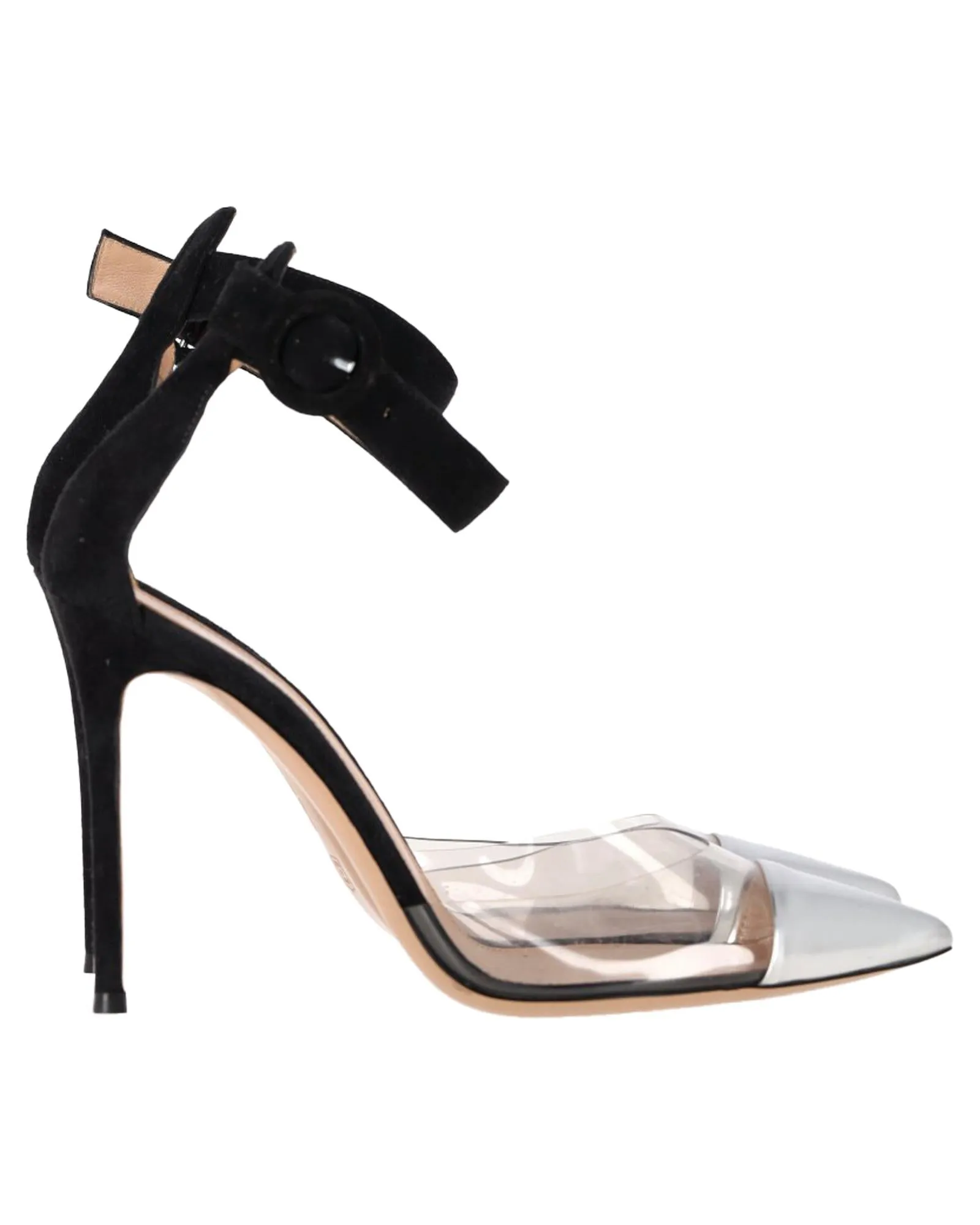 Ankle Strap Heels Silver Toe Cap