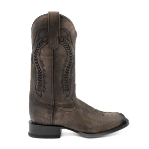 Ashton Embroidered Square Toe Pull On Cowboy Boots