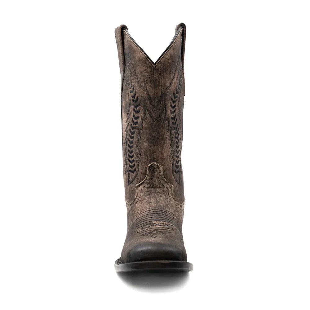 Ashton Embroidered Square Toe Pull On Cowboy Boots