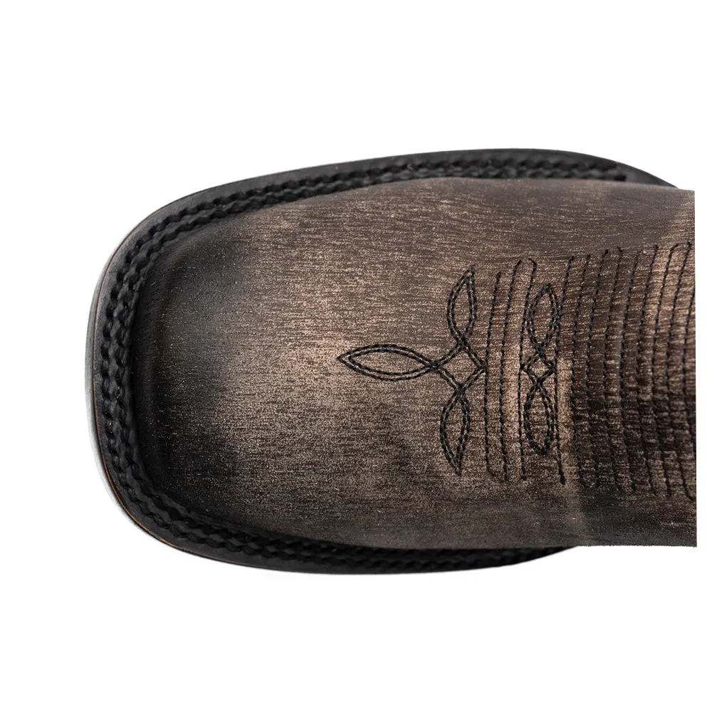 Ashton Embroidered Square Toe Pull On Cowboy Boots