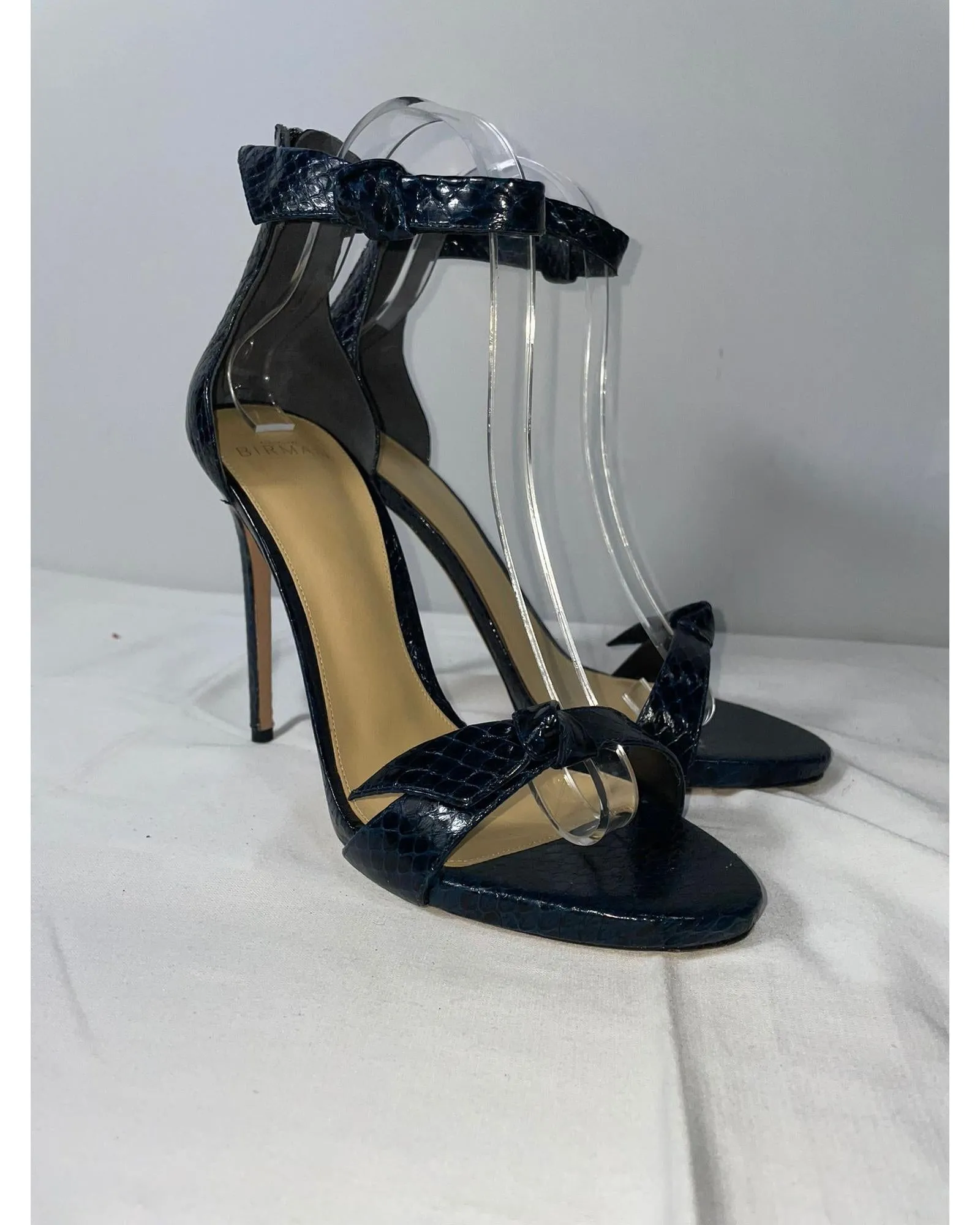 Asymmetric Clarita Sandals in Snake Embossed Leather