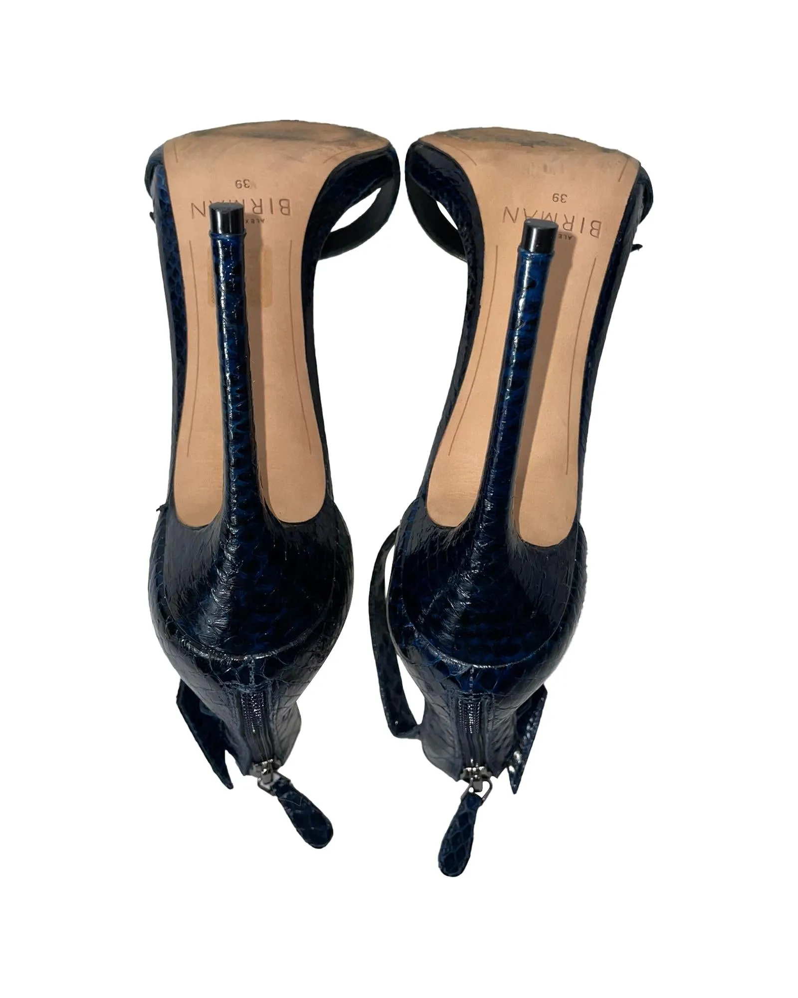 Asymmetric Clarita Sandals in Snake Embossed Leather