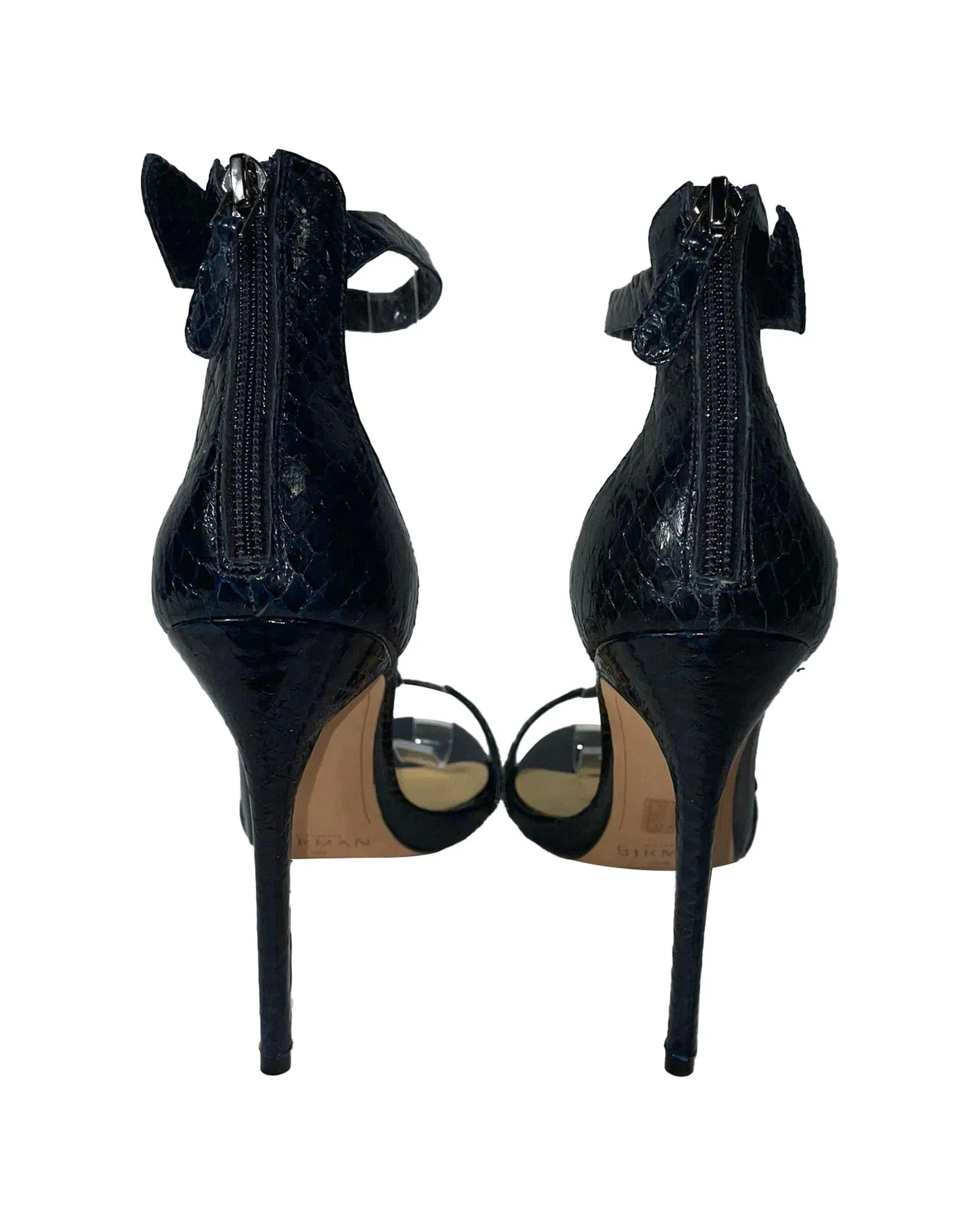 Asymmetric Clarita Sandals in Snake Embossed Leather