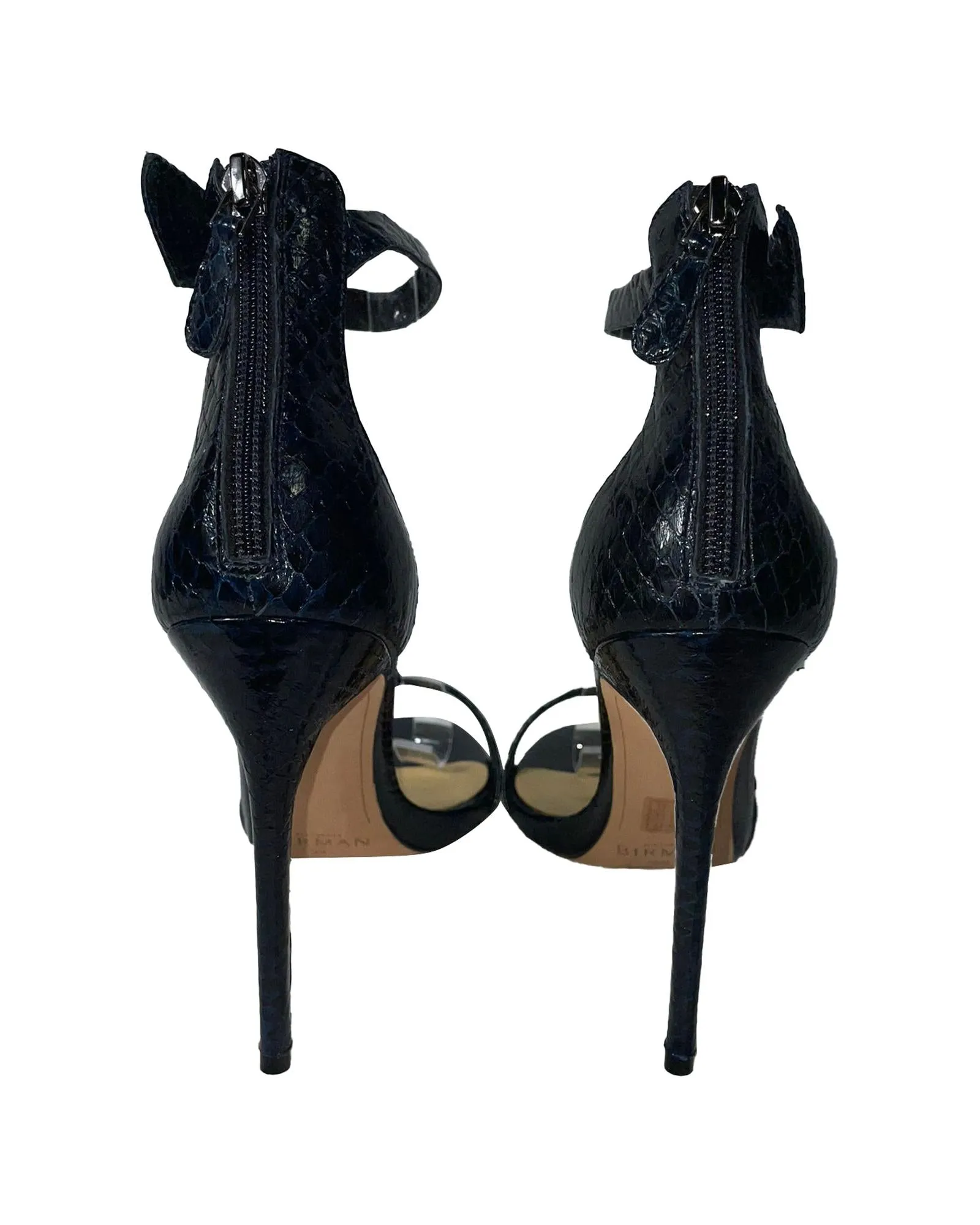 Asymmetric Clarita Sandals in Snake Embossed Leather