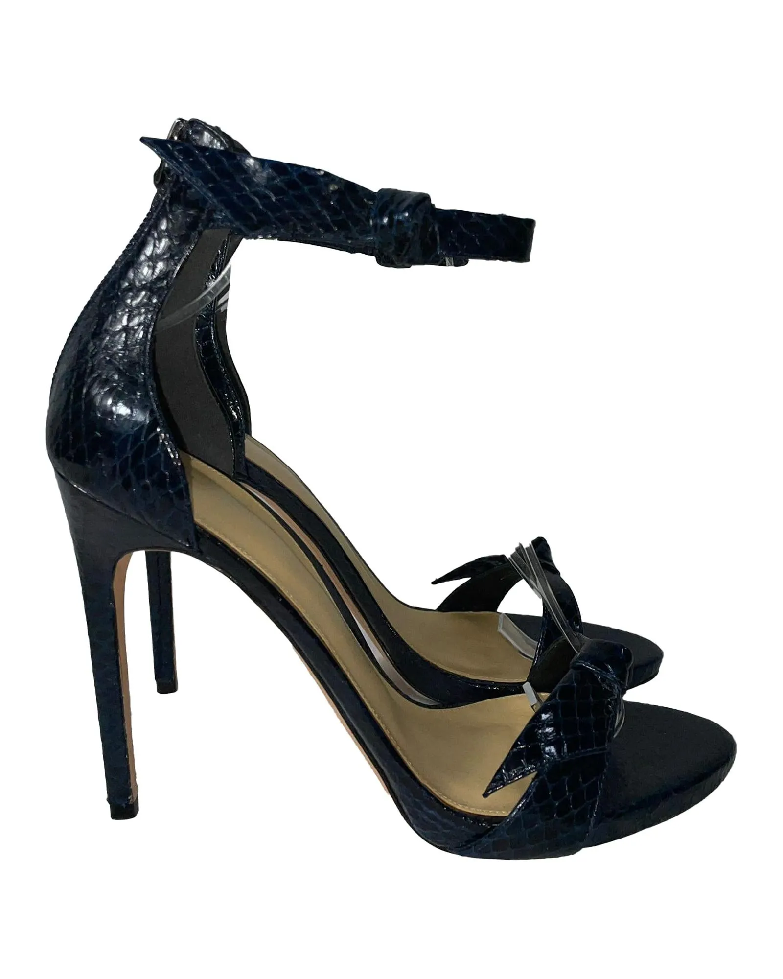 Asymmetric Clarita Sandals in Snake Embossed Leather