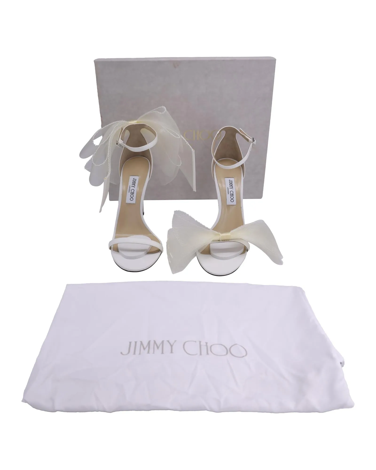 Aveline Bow Heel Satin Sandals with Fascinator Bows