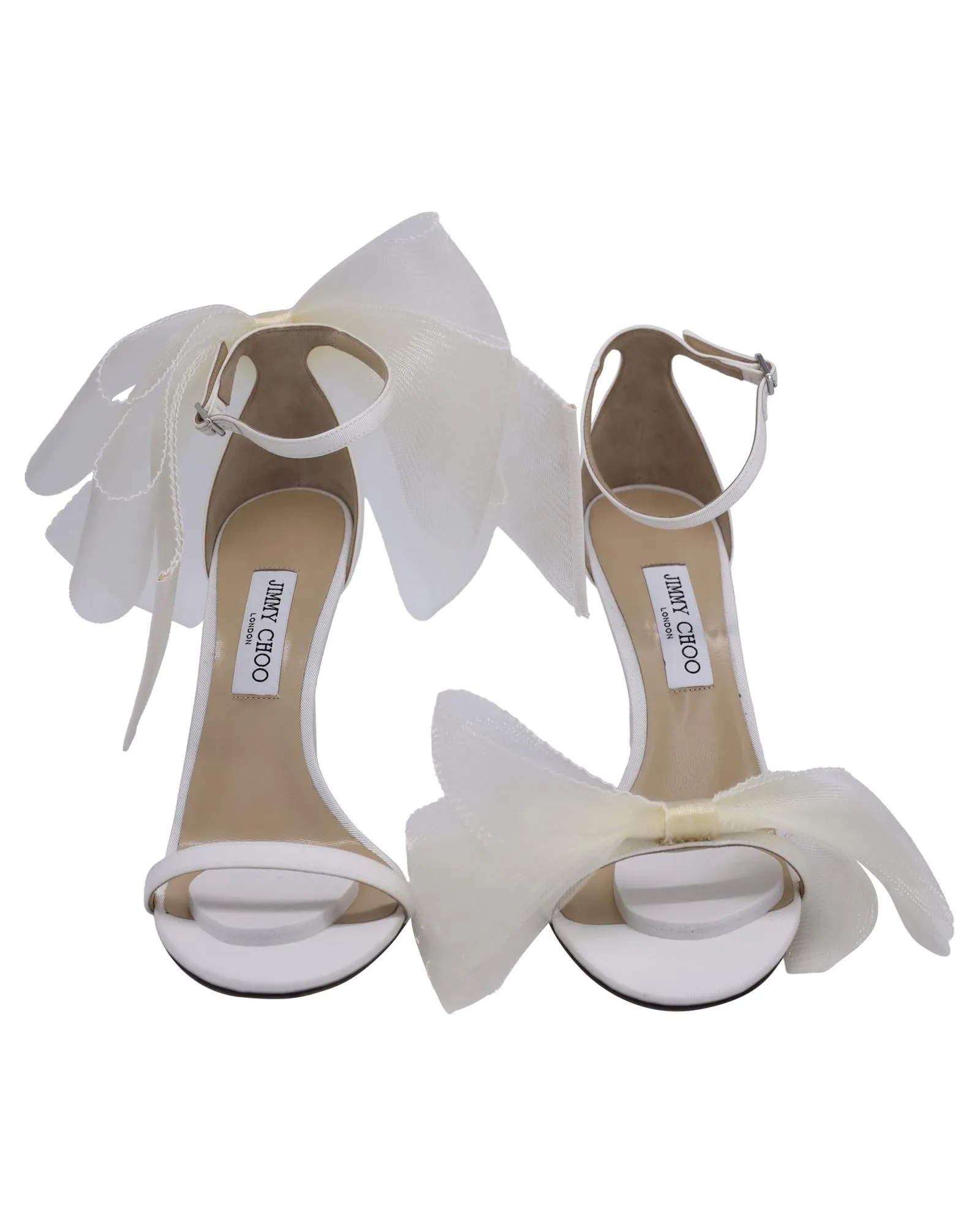 Aveline Bow Heel Satin Sandals with Fascinator Bows
