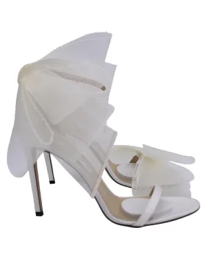 Aveline Bow Heel Satin Sandals with Fascinator Bows