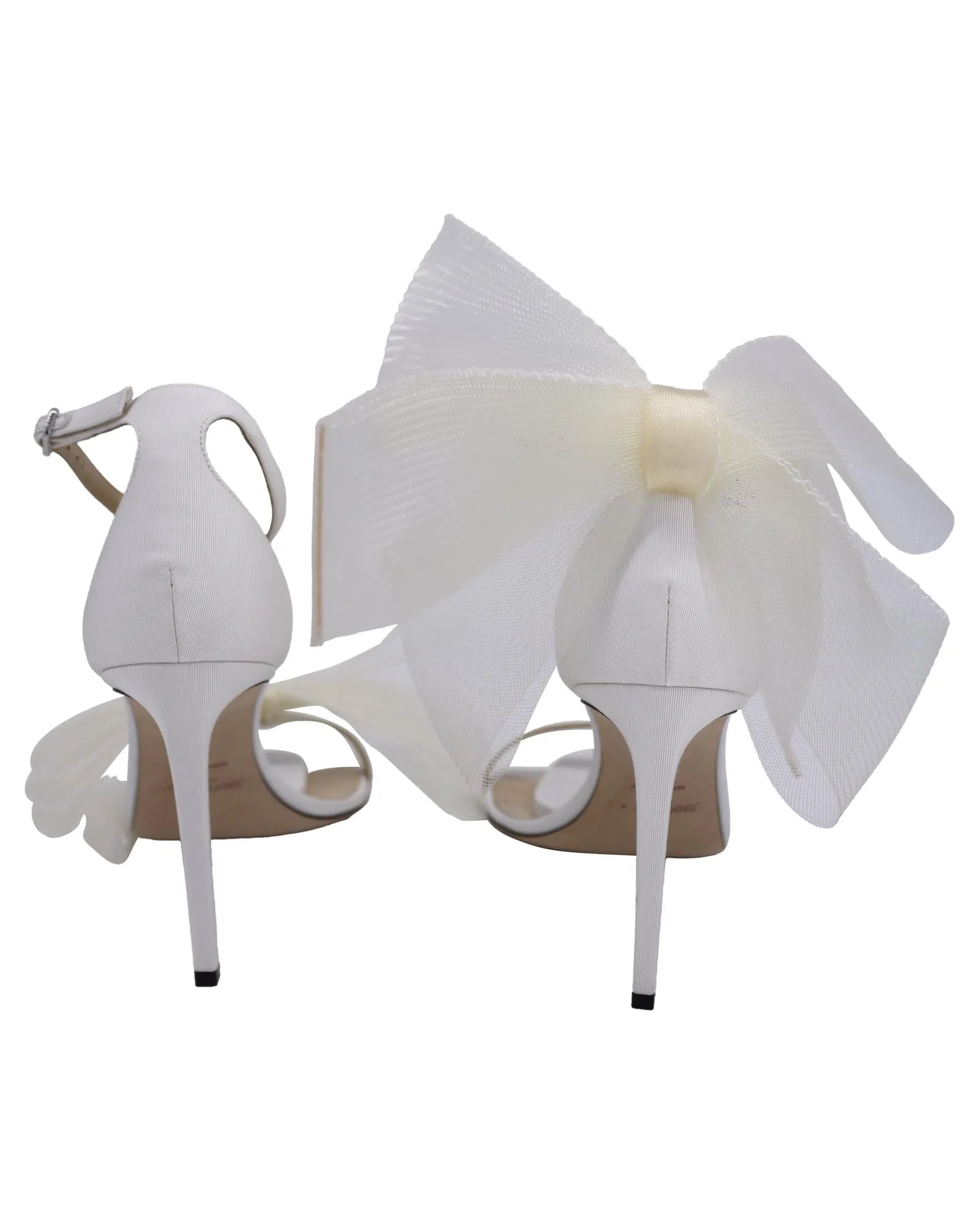 Aveline Bow Heel Satin Sandals with Fascinator Bows