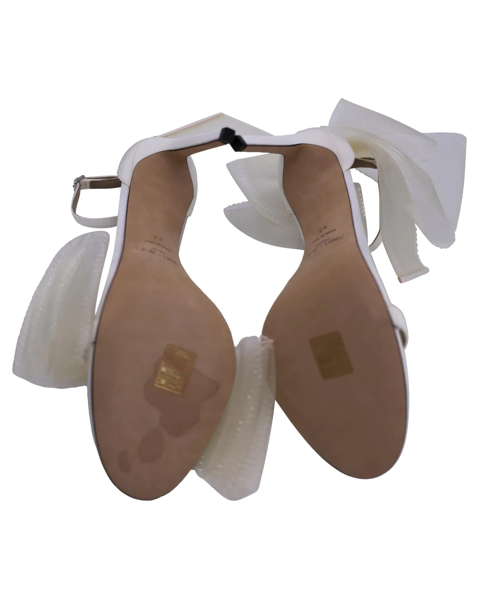 Aveline Bow Heel Satin Sandals with Fascinator Bows