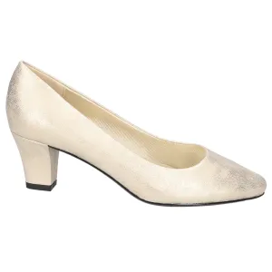 Ballari Metallic Round Toe Block Heel Pumps