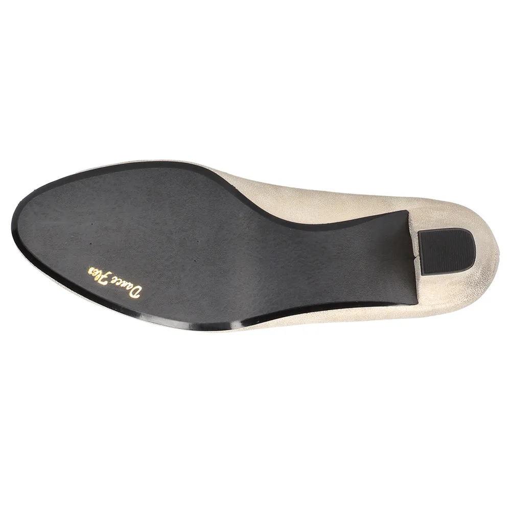 Ballari Metallic Round Toe Block Heel Pumps