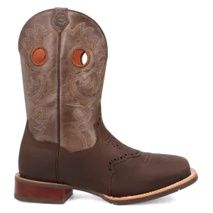 Barnaby Embroidered Cut-Outs Square Toe Pull On Cowboy Boots