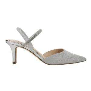 Billie Metallic Glitter Rhinestone Pointed Toe Slingback Pumps