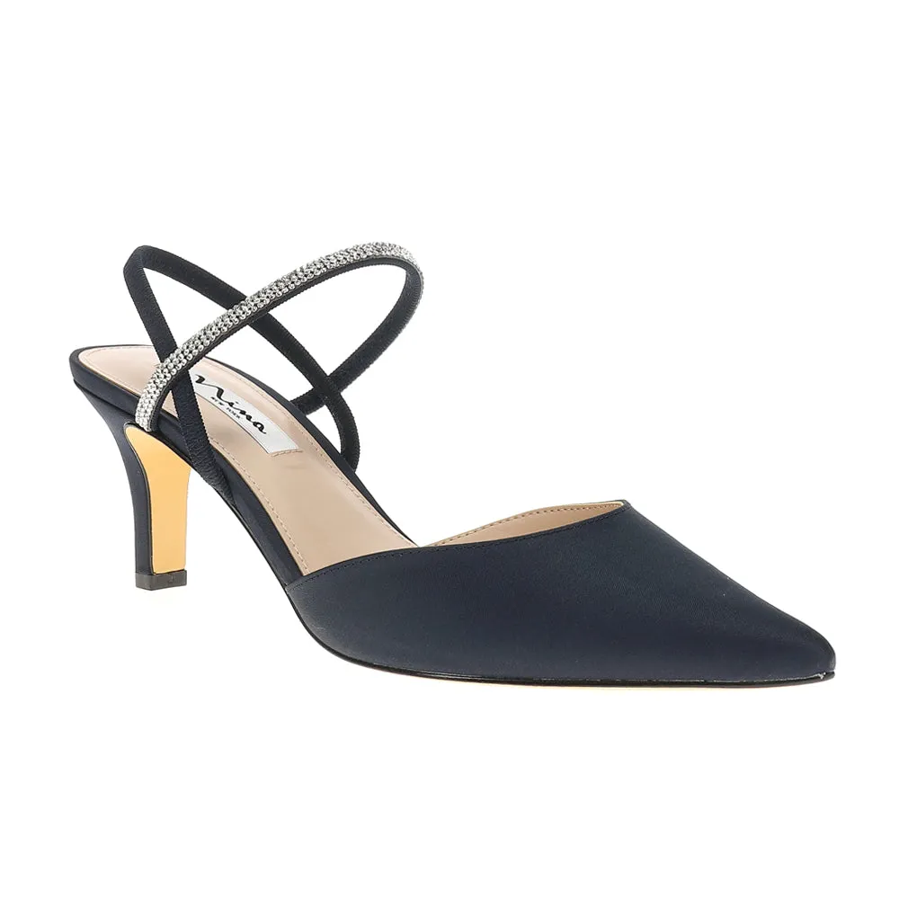 Billie Rhinestone Pointed Toe Slingback Pumps