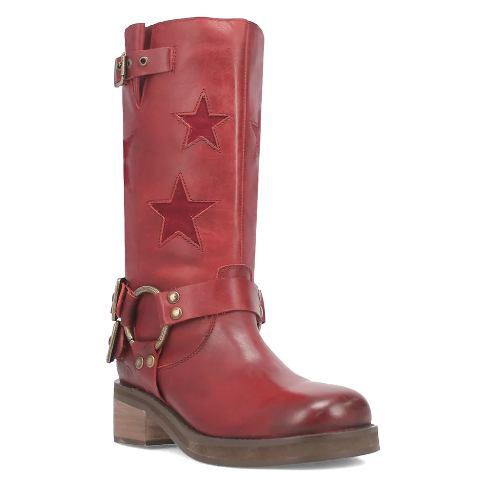 Blacklist Tooled Inlay Round Toe Pull On Motorcycle Boots