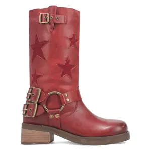 Blacklist Tooled Inlay Round Toe Pull On Motorcycle Boots