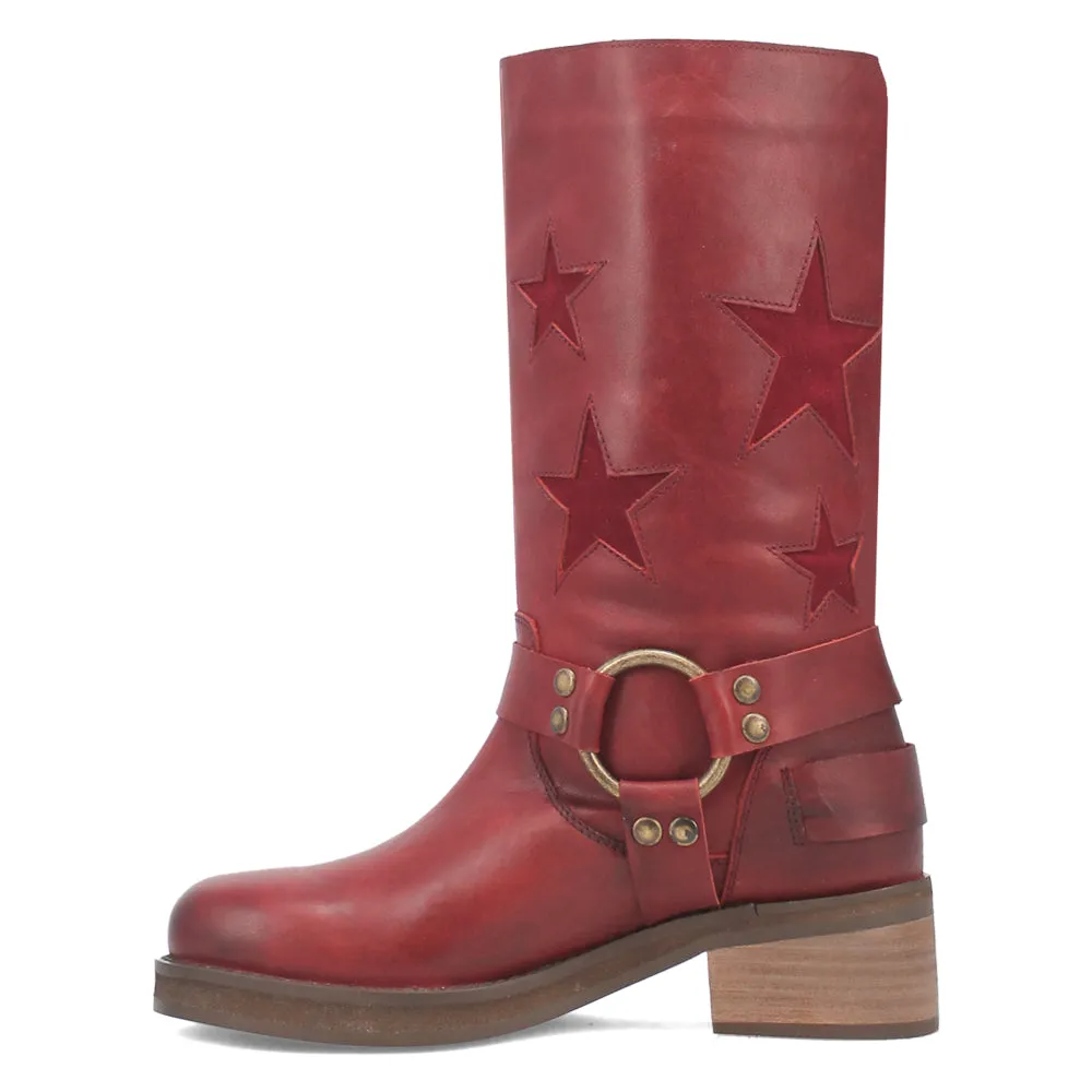 Blacklist Tooled Inlay Round Toe Pull On Motorcycle Boots