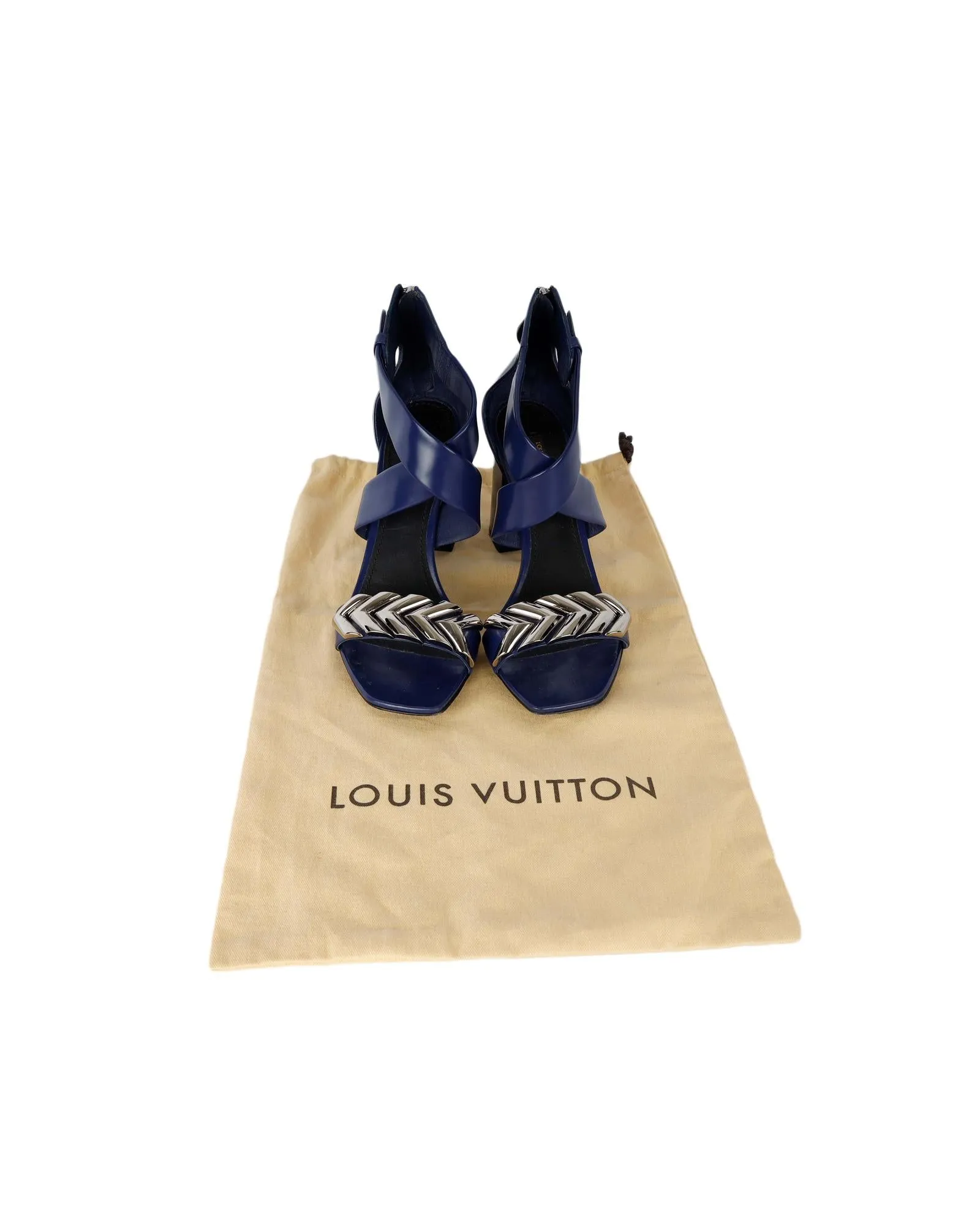 Block-heel Sandals with Metal Front Strap