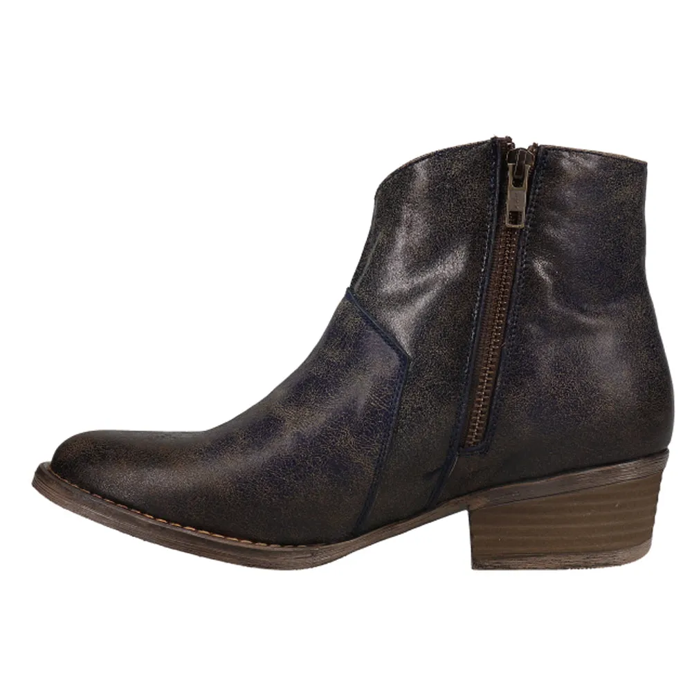 Blue Star Inlay Studded Ankle Zippered Booties