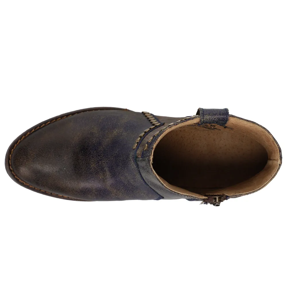 Blue Star Inlay Studded Ankle Zippered Booties