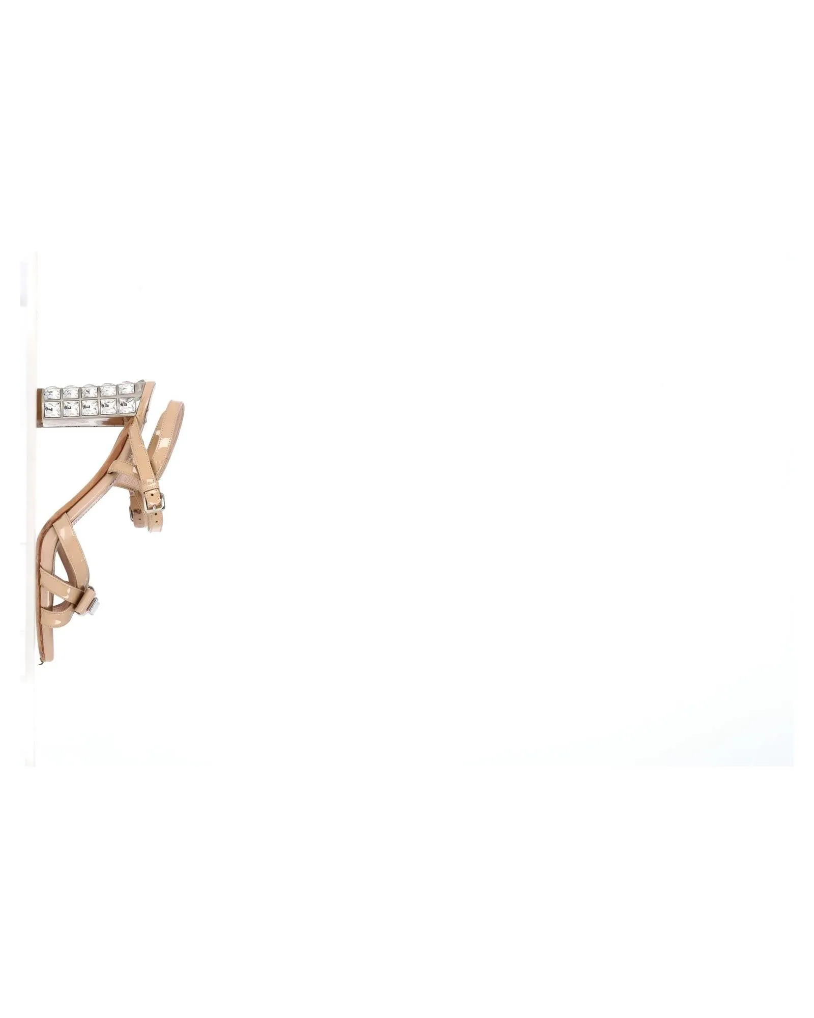 Bow Detail Ankle Strap Crystal Heel Sandals in Patent Leather