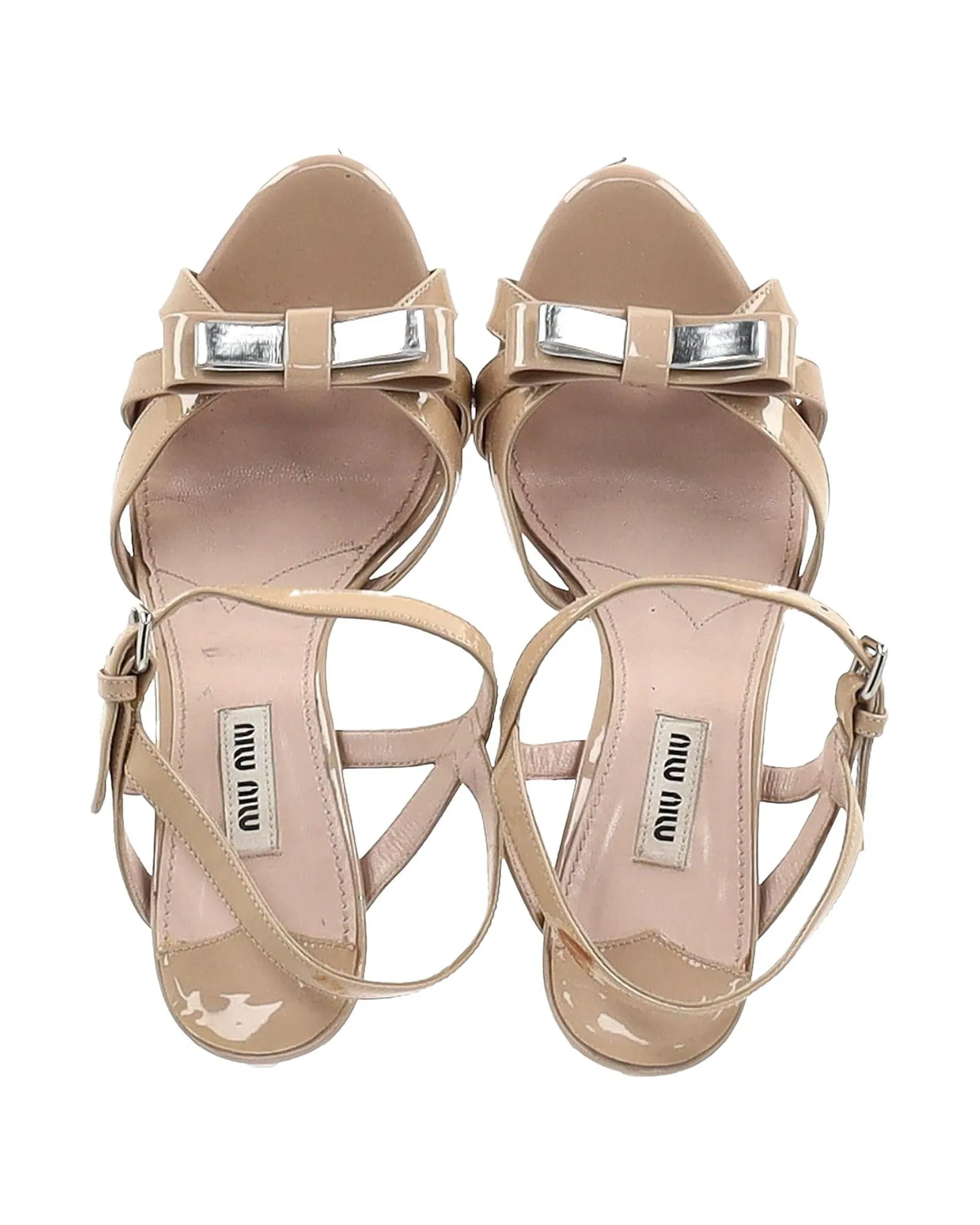 Bow Detail Ankle Strap Crystal Heel Sandals in Patent Leather