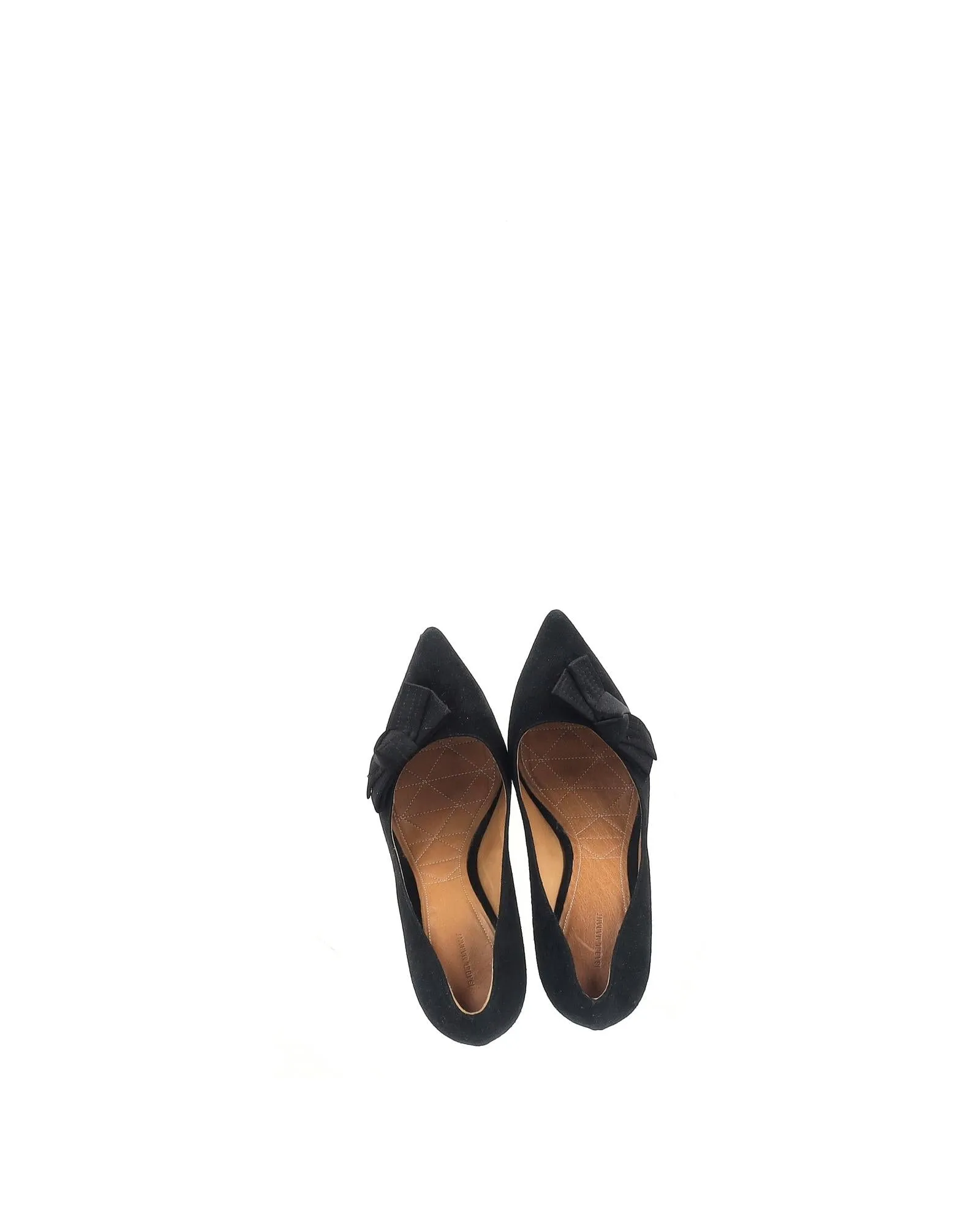 Bow Detail Suede Pumps with Slender Heel