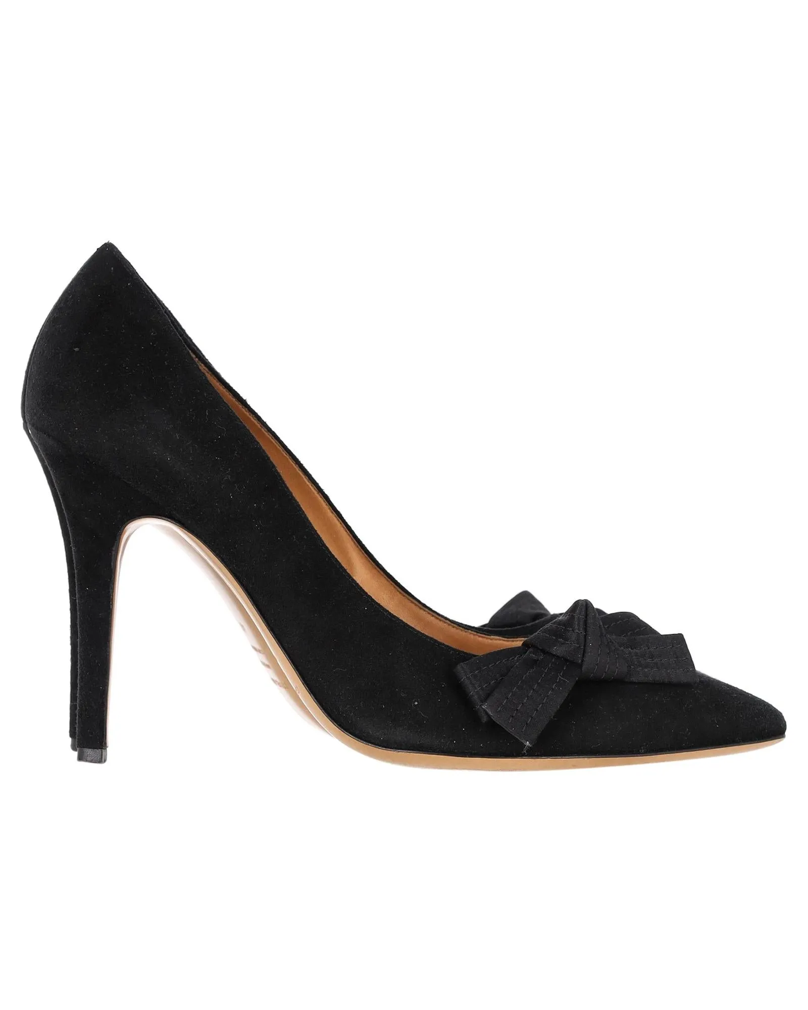 Bow Detail Suede Pumps with Slender Heel