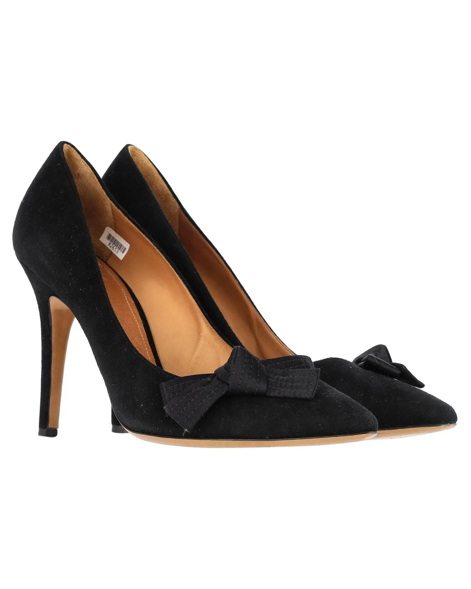 Bow Detail Suede Pumps with Slender Heel