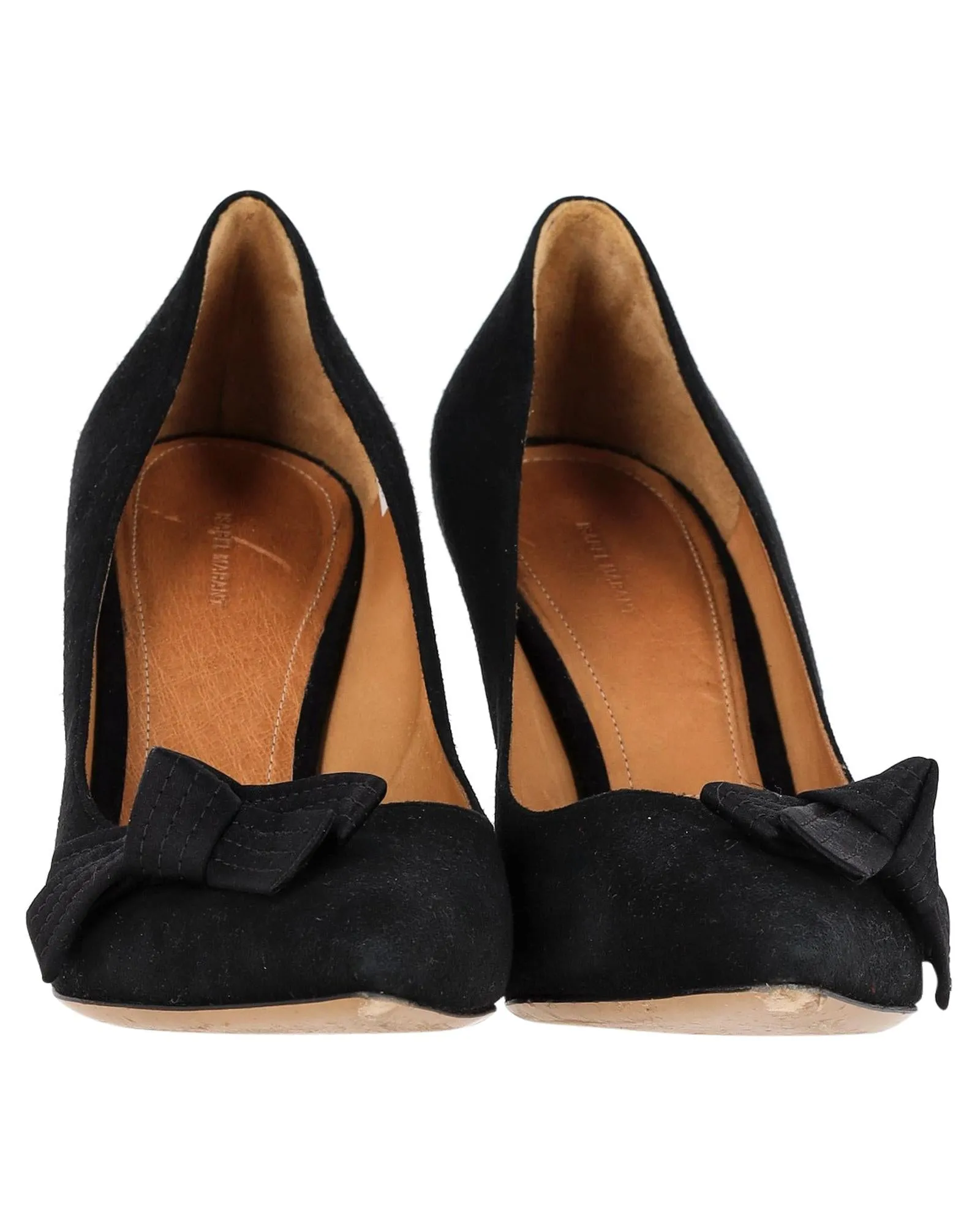 Bow Detail Suede Pumps with Slender Heel