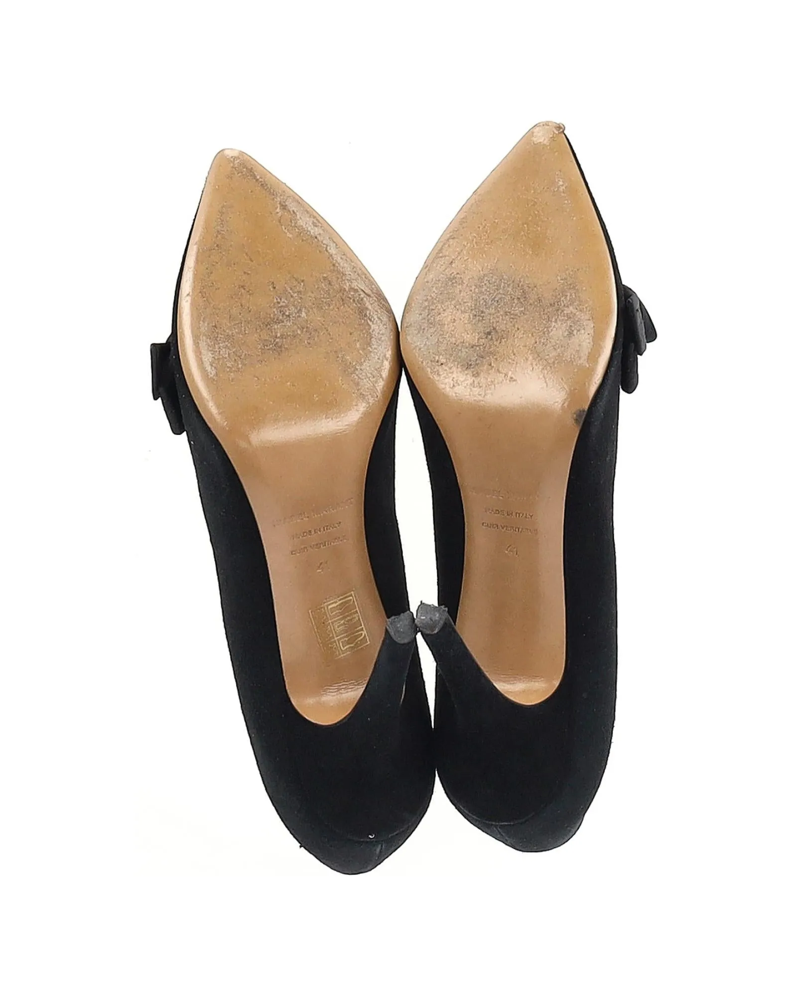 Bow Detail Suede Pumps with Slender Heel