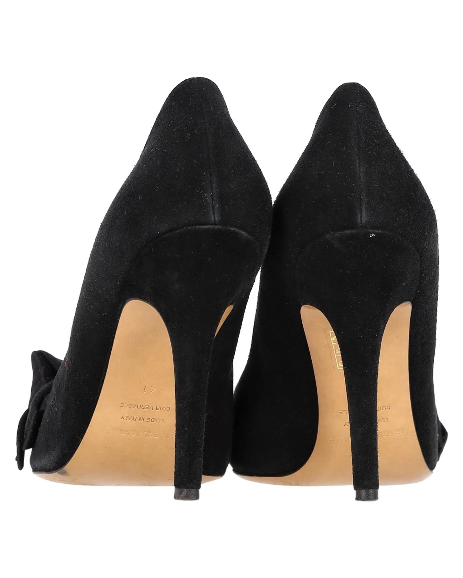 Bow Detail Suede Pumps with Slender Heel