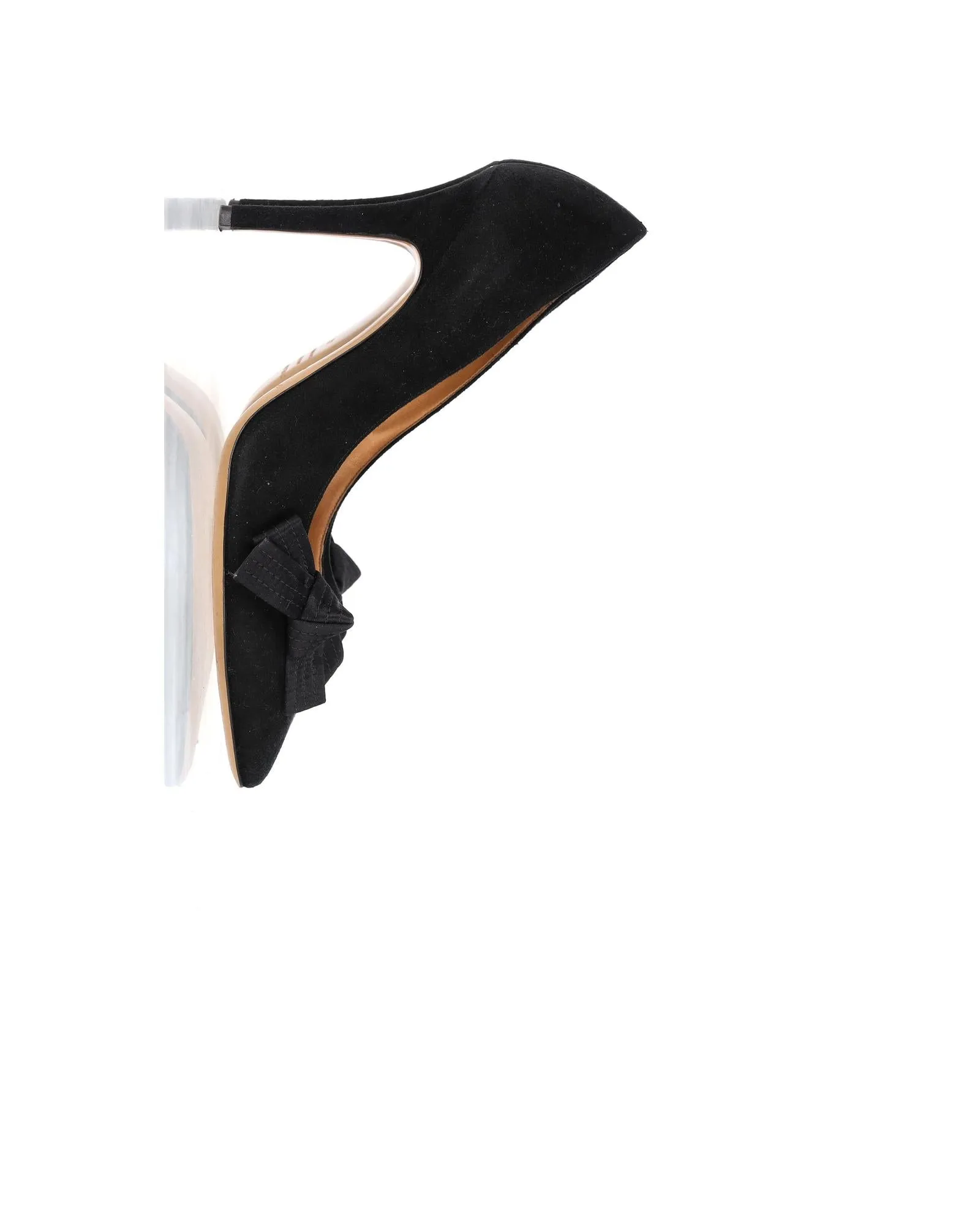 Bow Detail Suede Pumps with Slender Heel