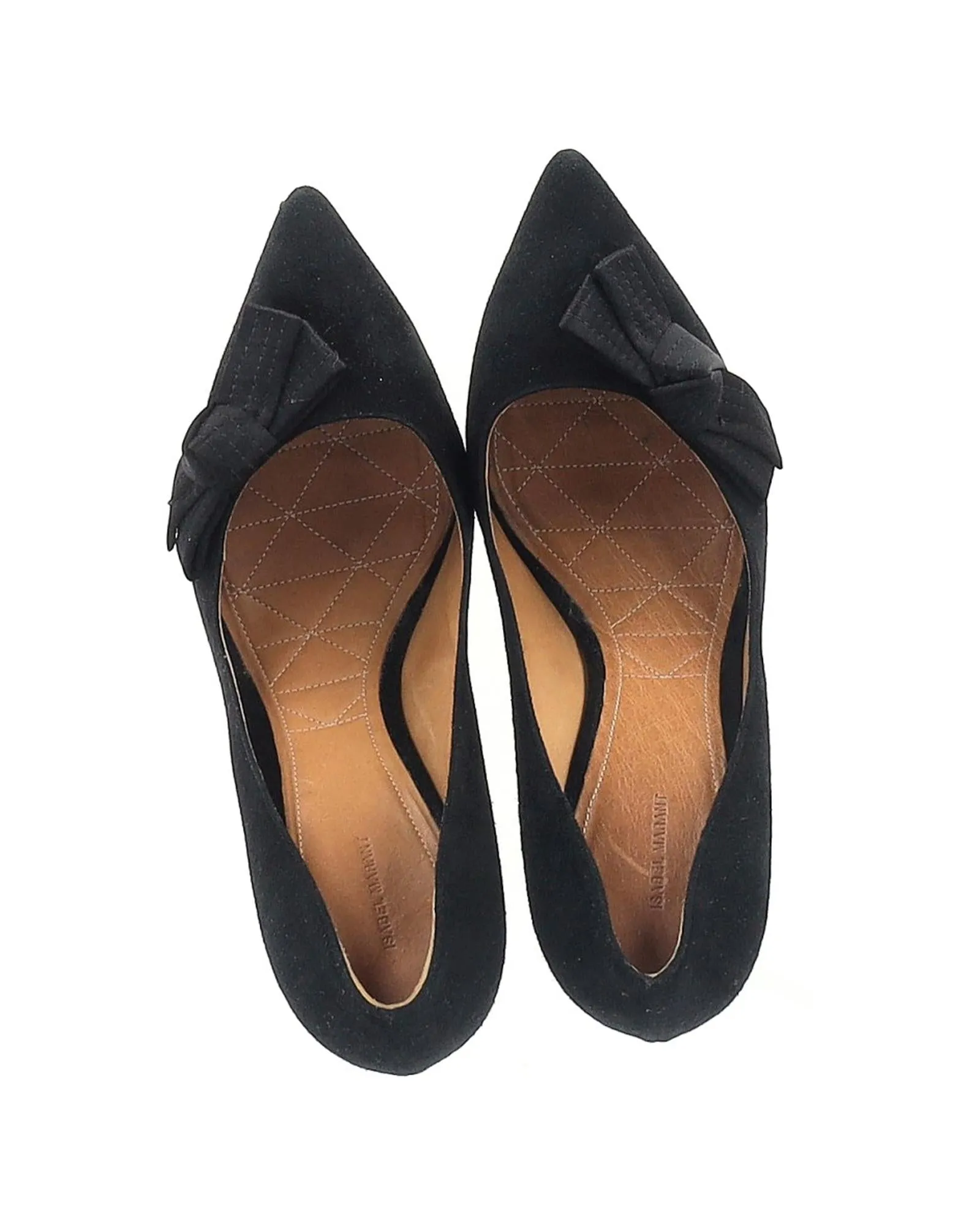 Bow Detail Suede Pumps with Slender Heel