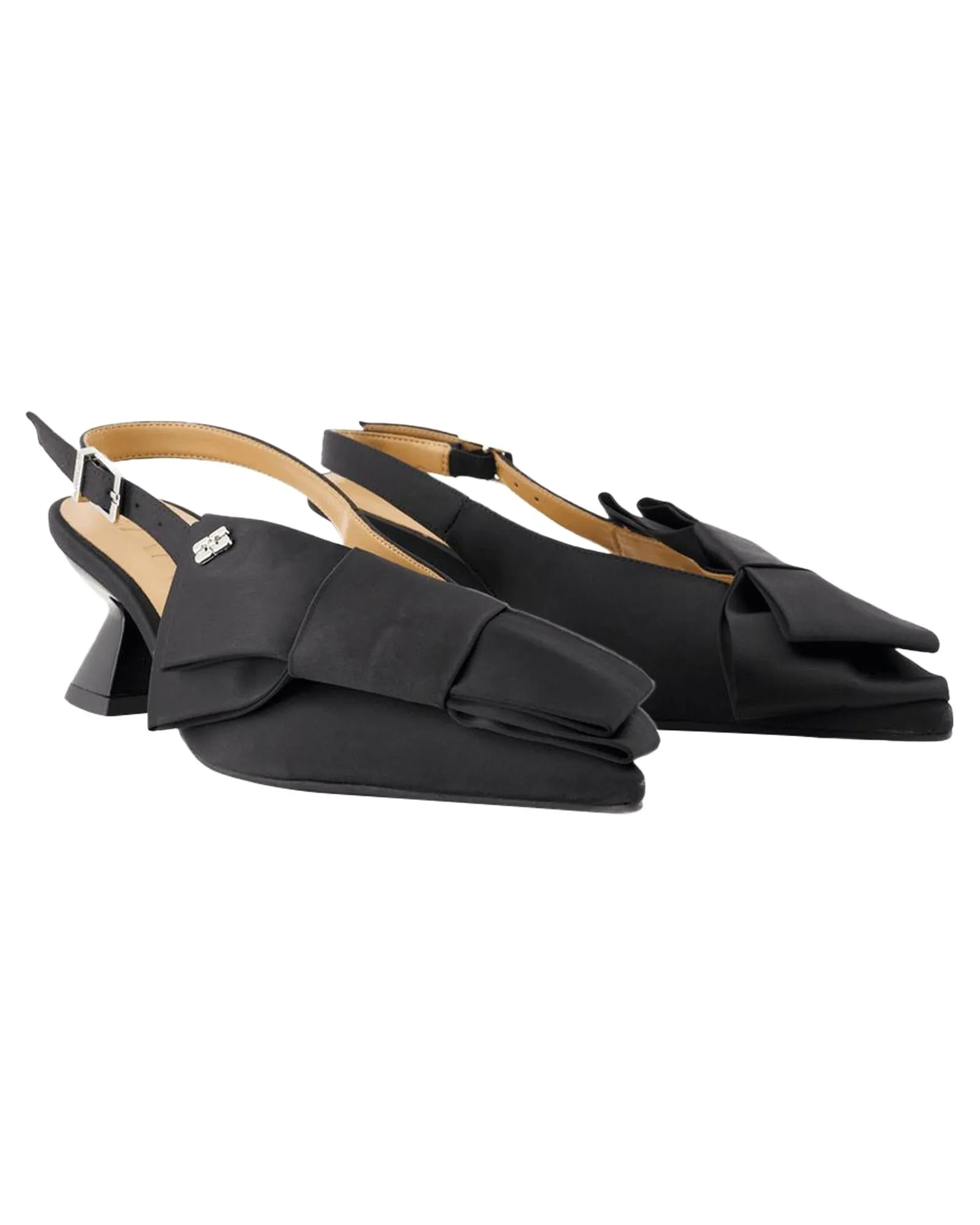 Bow Slingback Satin Pumps