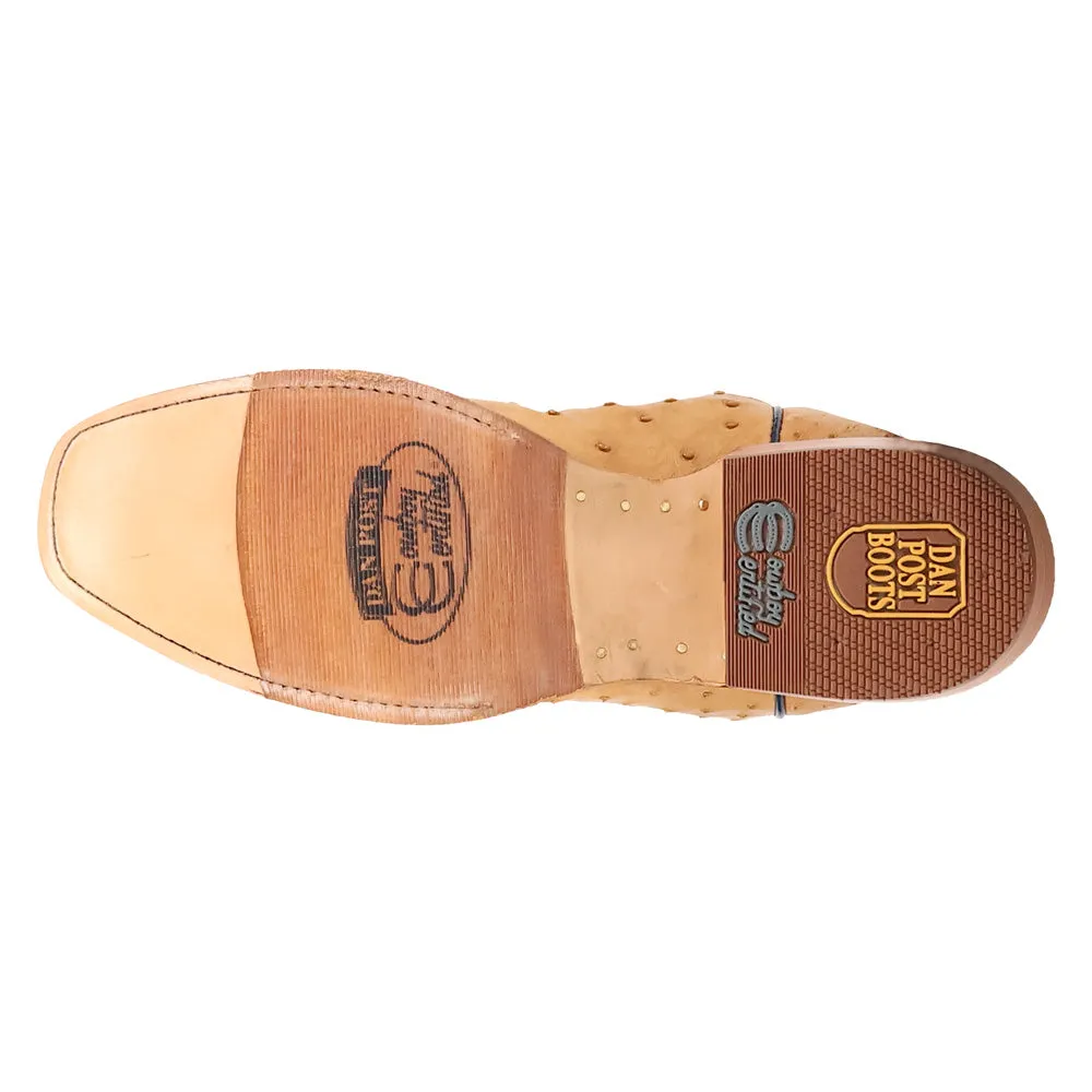 Brady Full Quill Ostrich Embroidered Square Toe Pull On Cowboy Boots