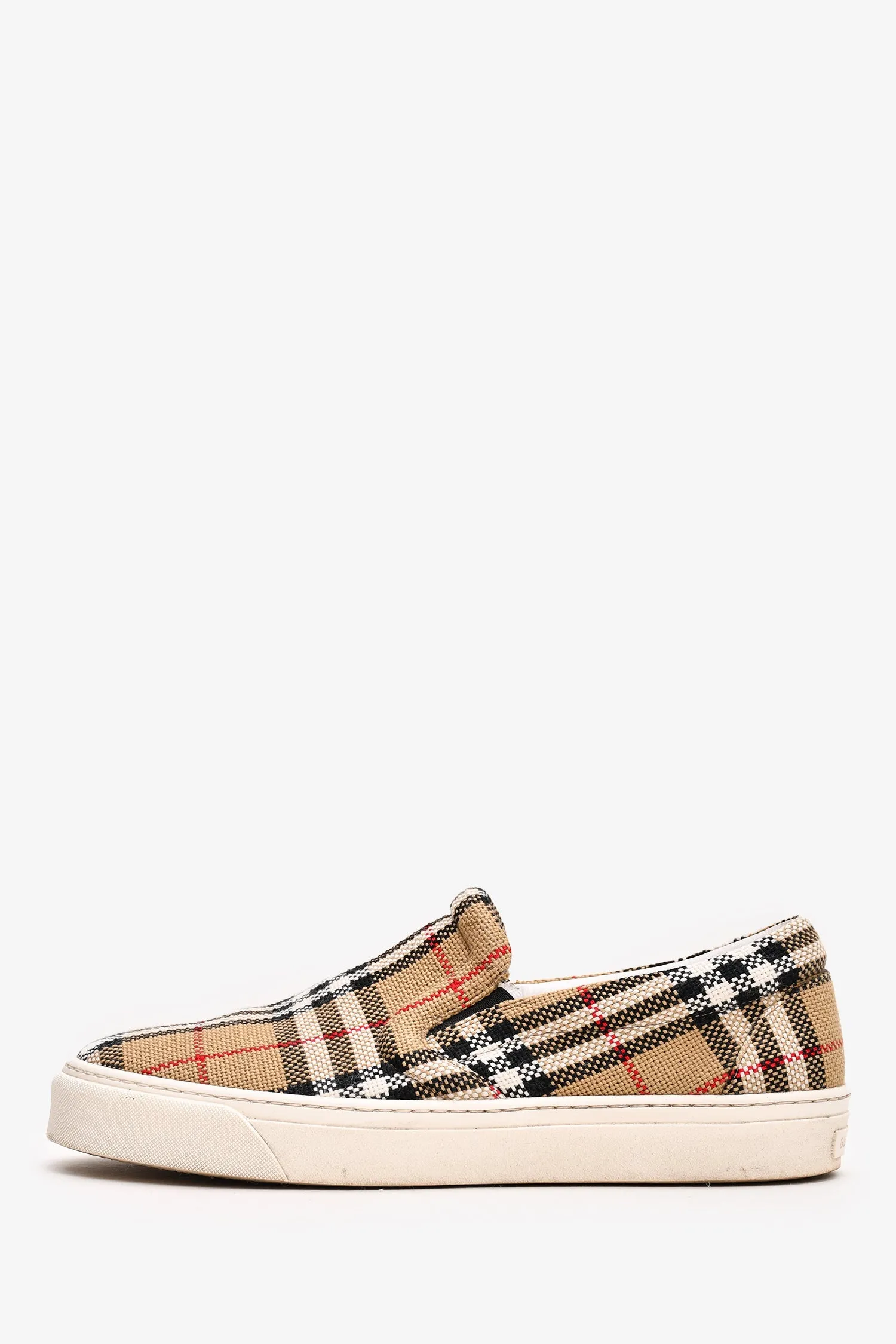 Burberry Brown Tartan Pattern Slip Ons Size 42