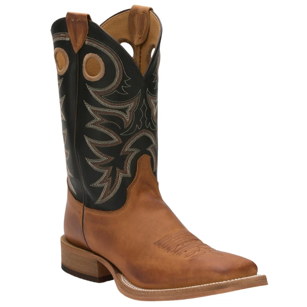 Caddo Embroidered Square Toe Pull On Cowboy Boots