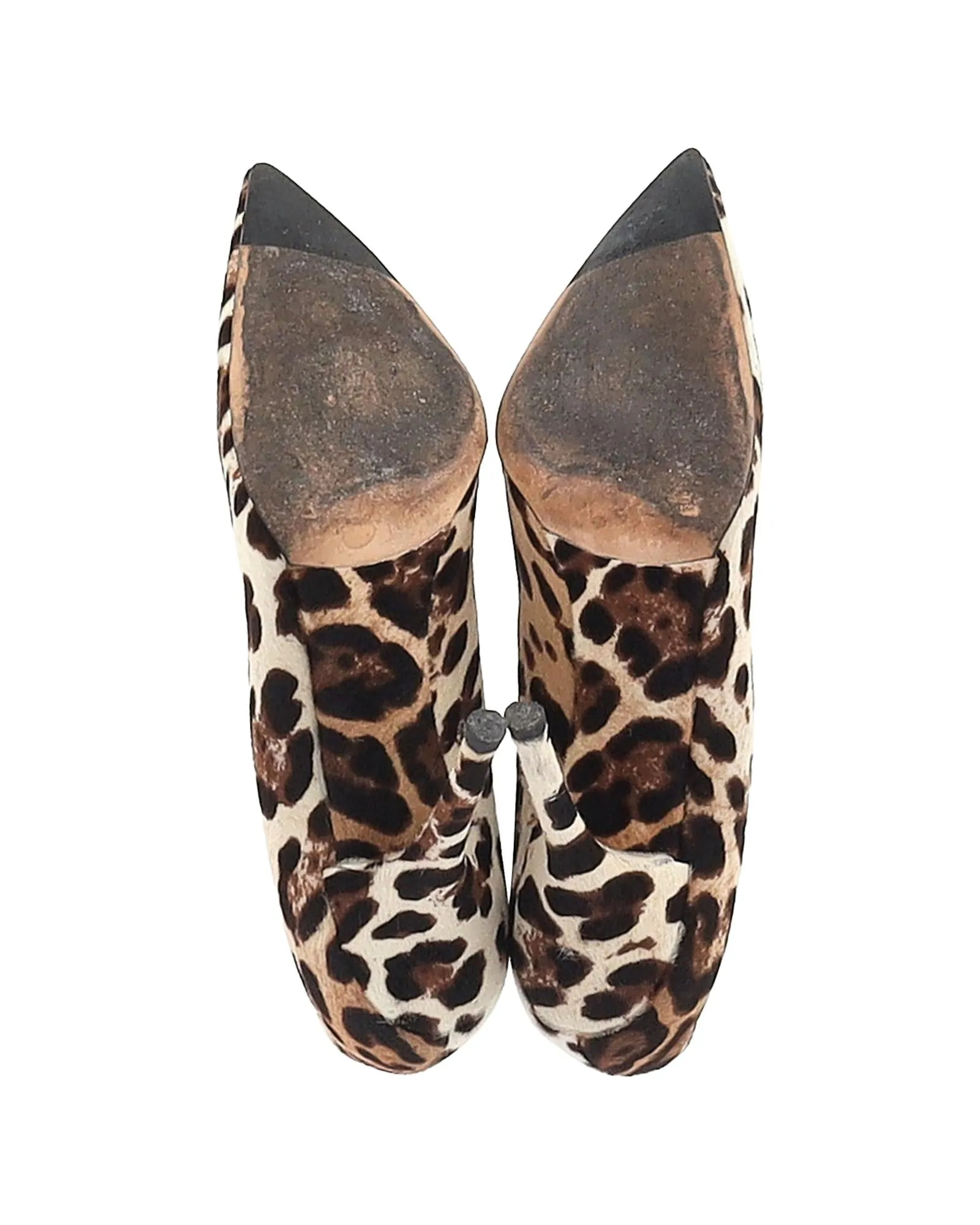 Calf Hair Leopard Print Heels