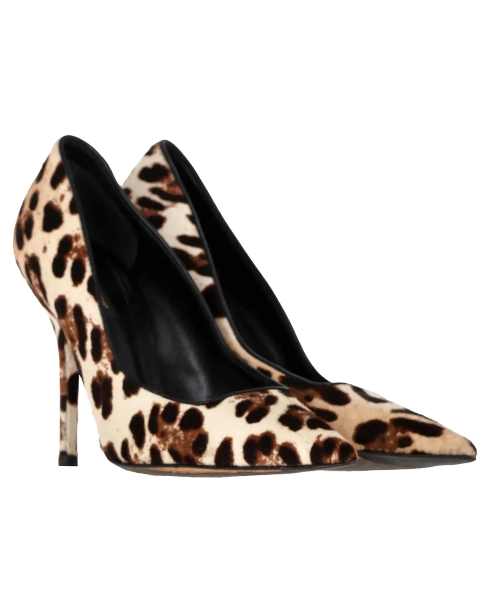 Calf Hair Leopard Print Heels