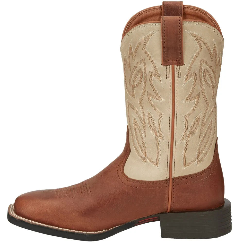 Canter 11 Inch Water Buffalo Embroidered Square Toe Pull On Cowboy Boots